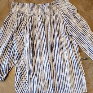 Blue & White off-the-shoulder